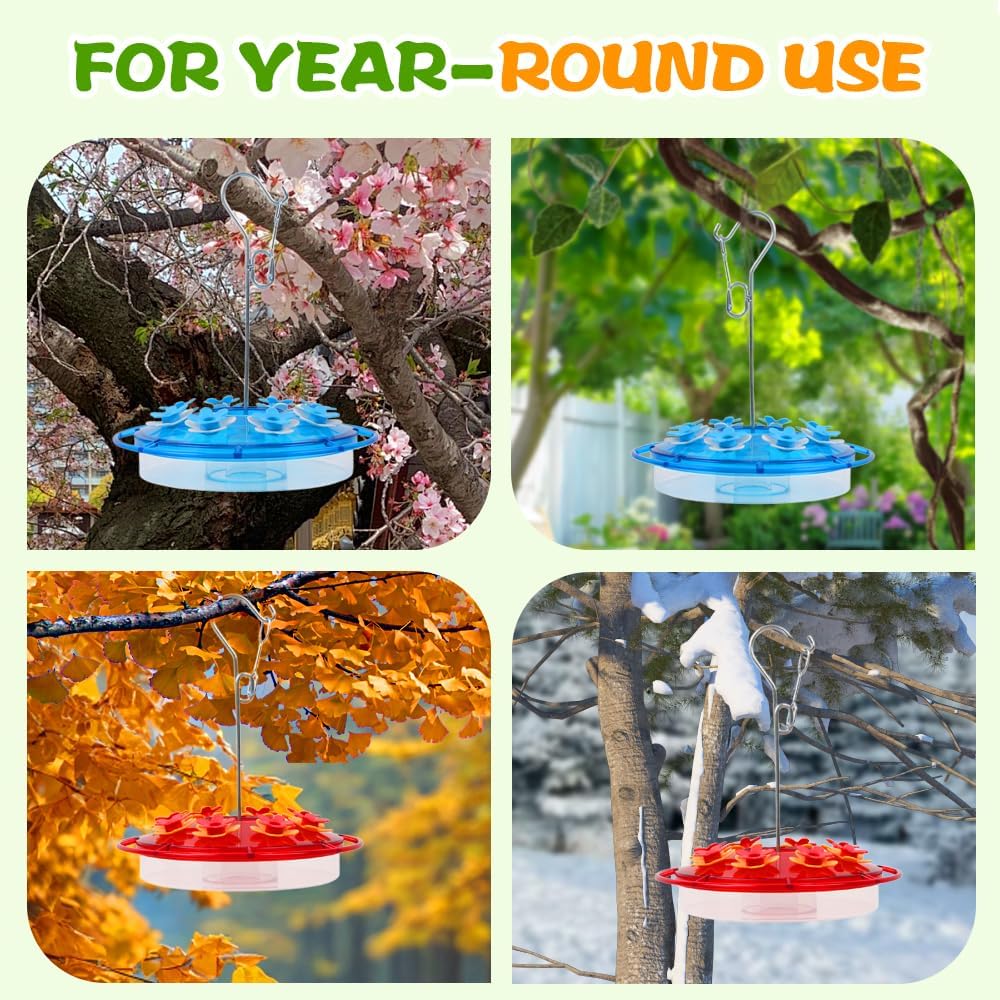 Hummingbird Feeder, 2025 New Proof Leak-Proof Cleaning Brushes Nectar Easy Clean Fill Bird Feeder for Garden Red Decor, Including Hanging Hook, Feeding Port Bird Easy Filling/Cleaning (Red)
