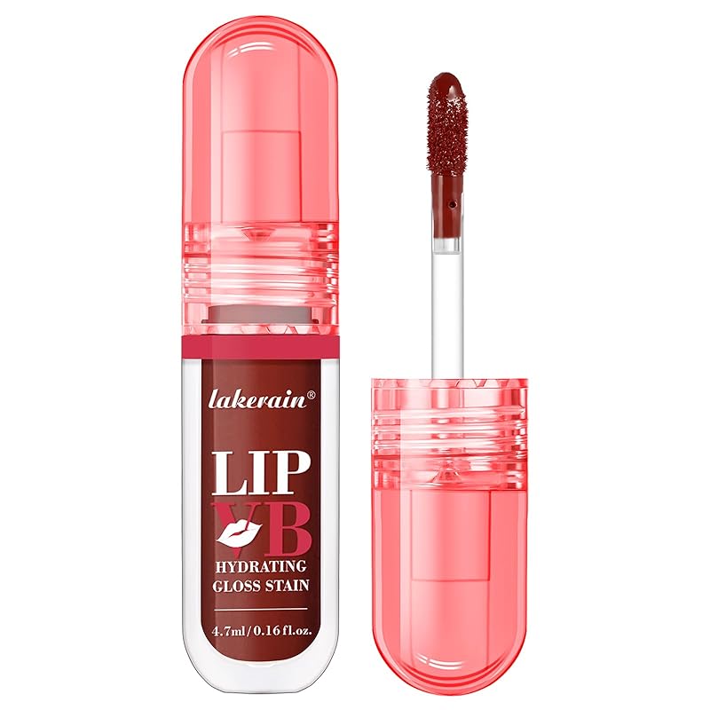 LIP VB Hydrating Lip Gloss Stain - 12HR Glossy Plump & Waterproof Moisture Lock, Non-Sticky Lip Treatment for Dry Lips Revival, Daily Wear & Night Care (Dripping In Rose)