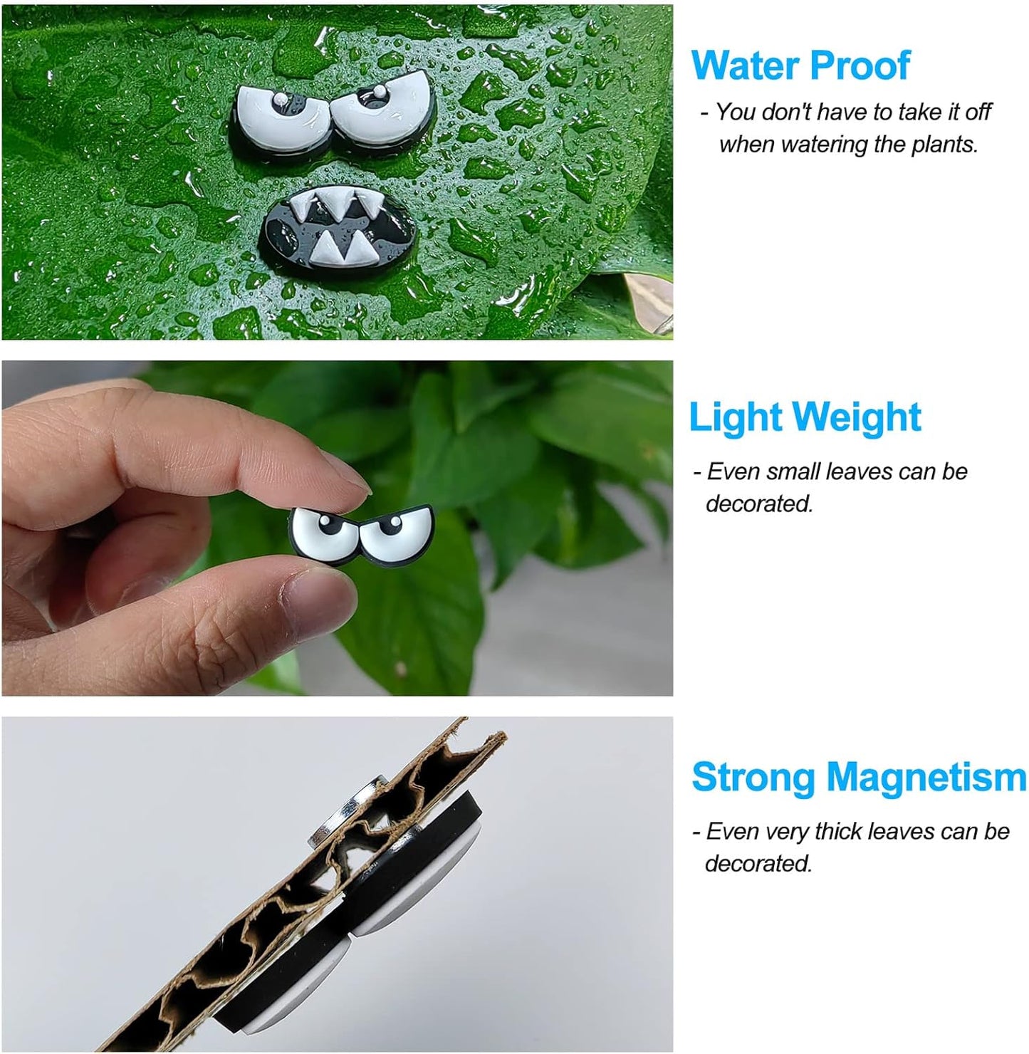 Monster Plant Magnets Eyes for Potted Plants, Funny Plant Safe Magnet Pins Charms, House Plant Accessories, Christmas Decorations Gift for Plant Lovers