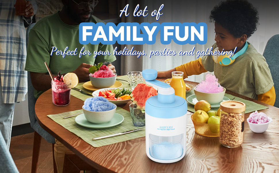 Manual Shaved Ice Maker Machine, Ice Shaver Machine, Snow Cone Maker Machine, Portable Ice Crusher, 10 Cups 10 Spoon Straws & Recipes Included (Blue)