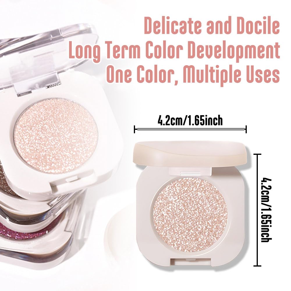 Monochrome Glitter Eyeshadow - Light Brown Shimmer Eye Shadow, Talc-Free, Paraben-Free, Cruelty-Free, Long-Lasting Single Eyeshadow Palette for Everyday & Special Occasions 11#