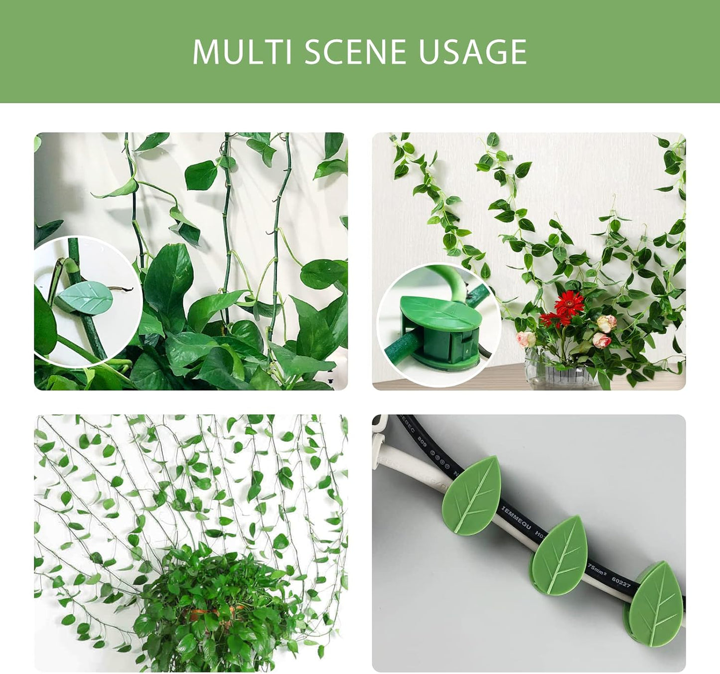 Plant Clips for Climbing Plants(40 Pack), Self-Adhesive Fixer, Plant Climbing Wall Fixture Clips for Supporting Stems Grow Upright, Vines Traction, Cable Wire Fixing