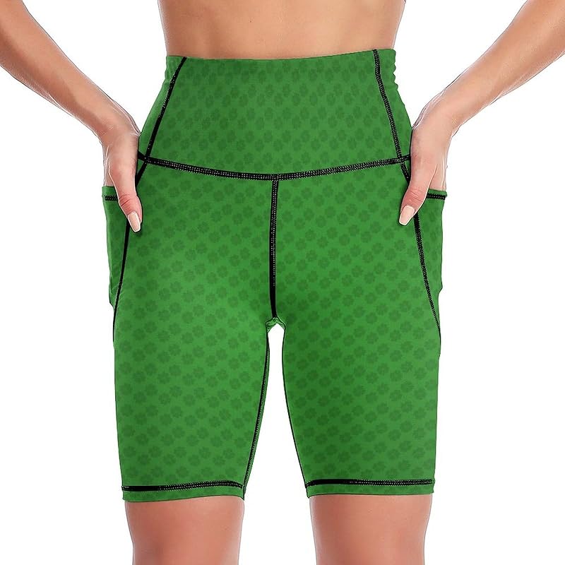 High Waist Workout Yoga Shorts for Women with Pockets Tummy Control Yoga Leggings Running Gym Biker Shorts