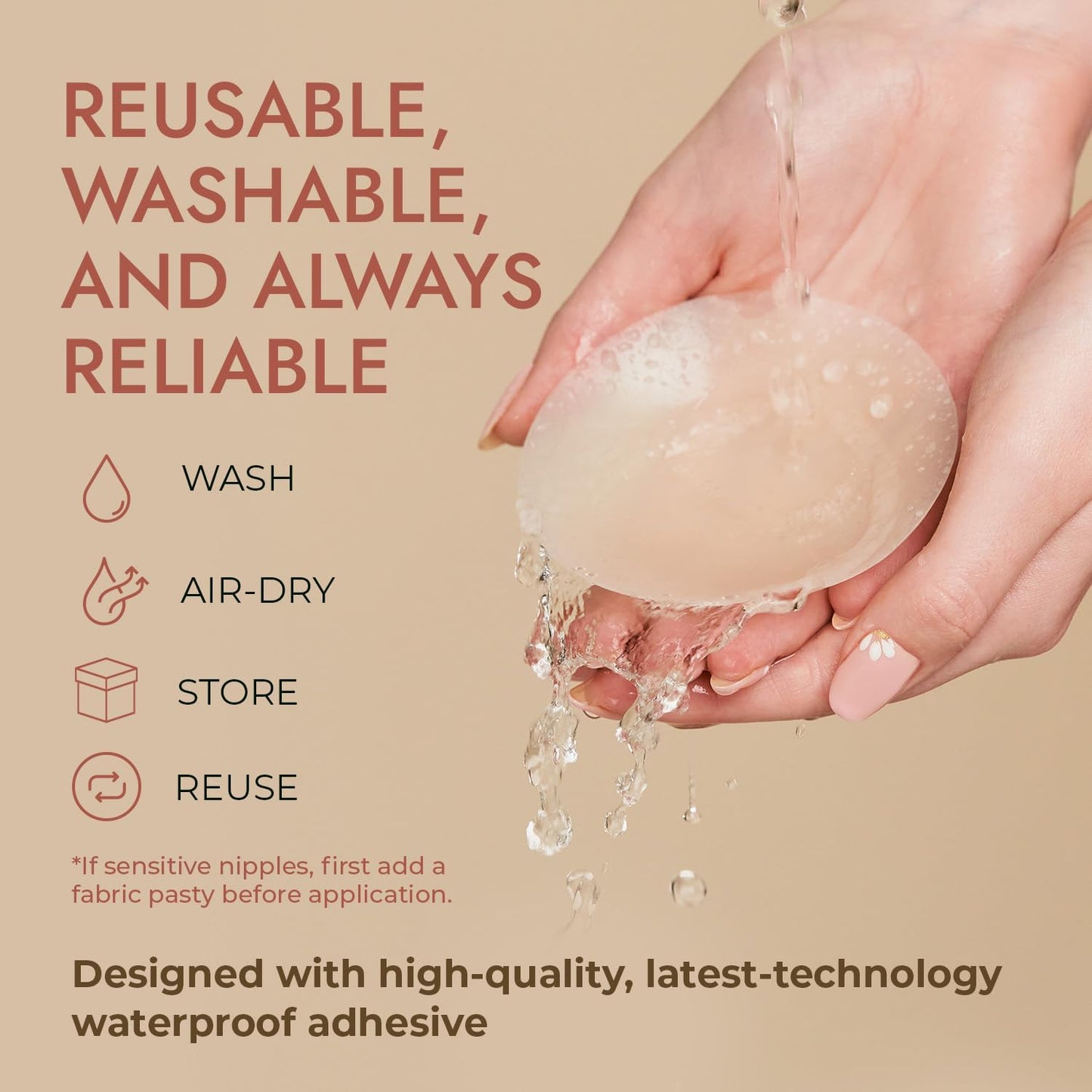 Nipple Cover - Available in 6 Skin Tones, Adhesive Silicone Reusable Pasties, Covers Stickers