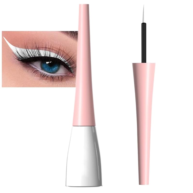 evpct 2Pcs White Black Liquid Eyeliner Set Waterproof White Eye Liners for Women Eyes Wing Eyeliner Stamps Shapes Colored Eyeliner delineador de ojos a prueba de agua contra el agua blanco para ojos