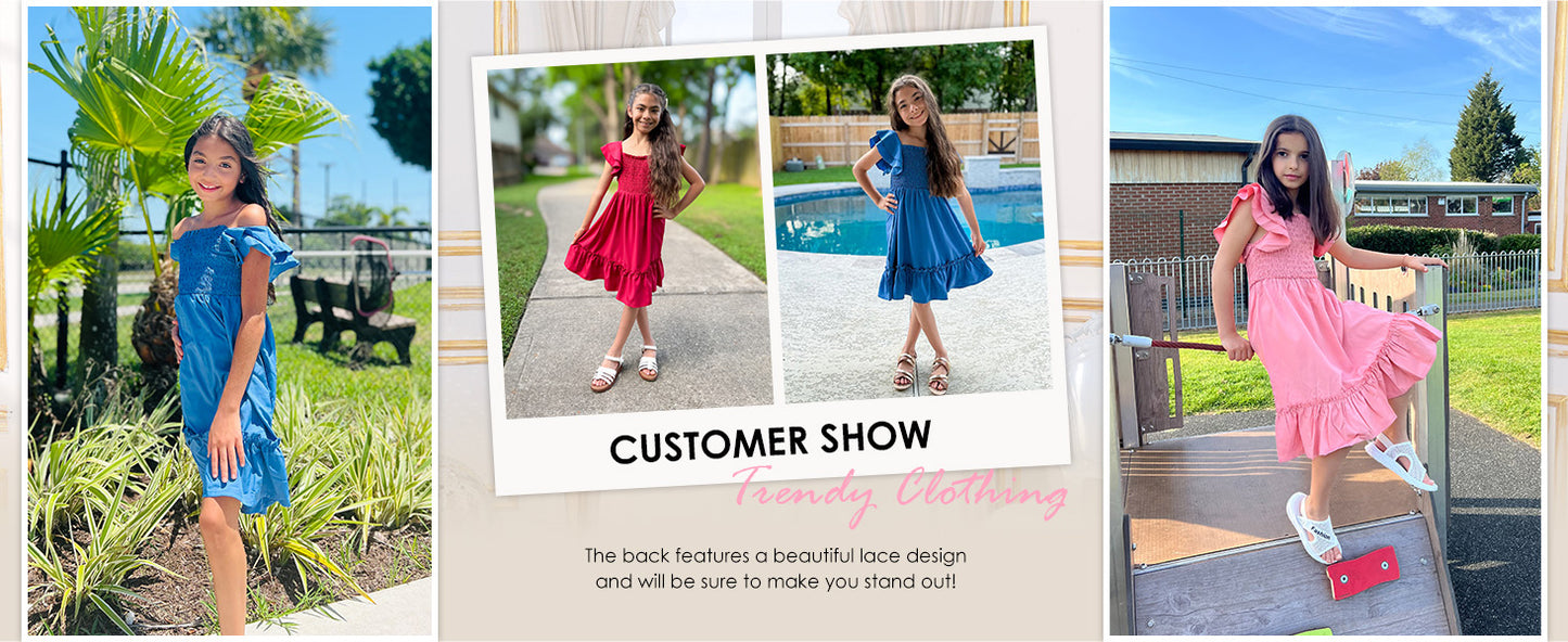 blibean Tween Girls Elegant Ruffle Sleeve Dresses Size 6-15 Years
