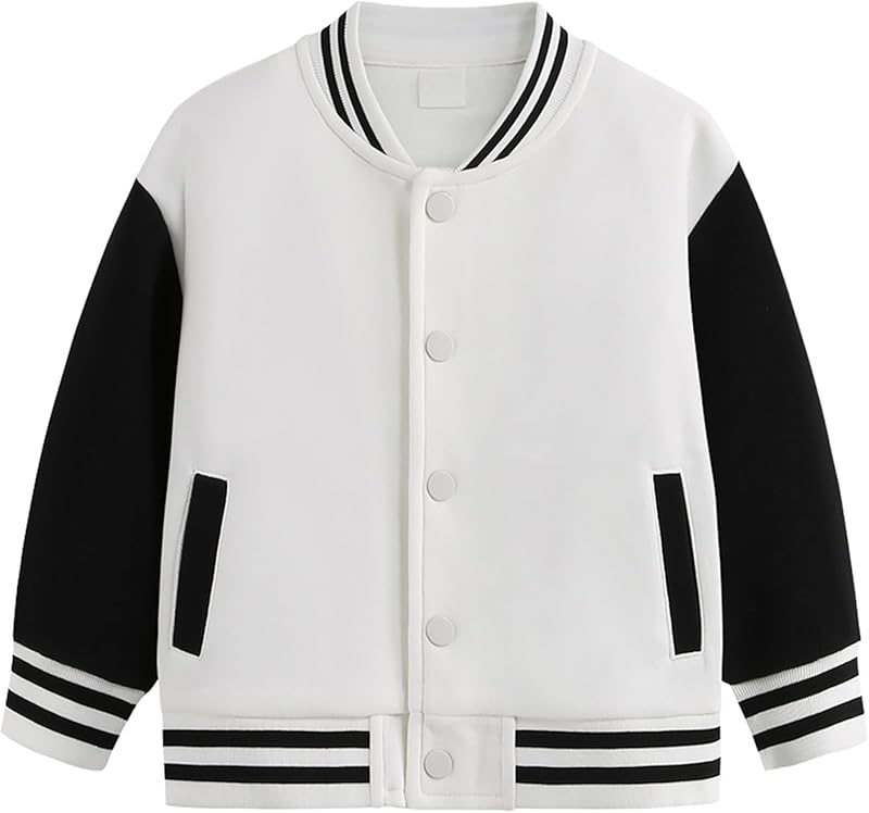 Toddler Baby Boy Girl Baseball Jacket Y2 Varsity Bomber Jackets Print Color Block Button Letterman