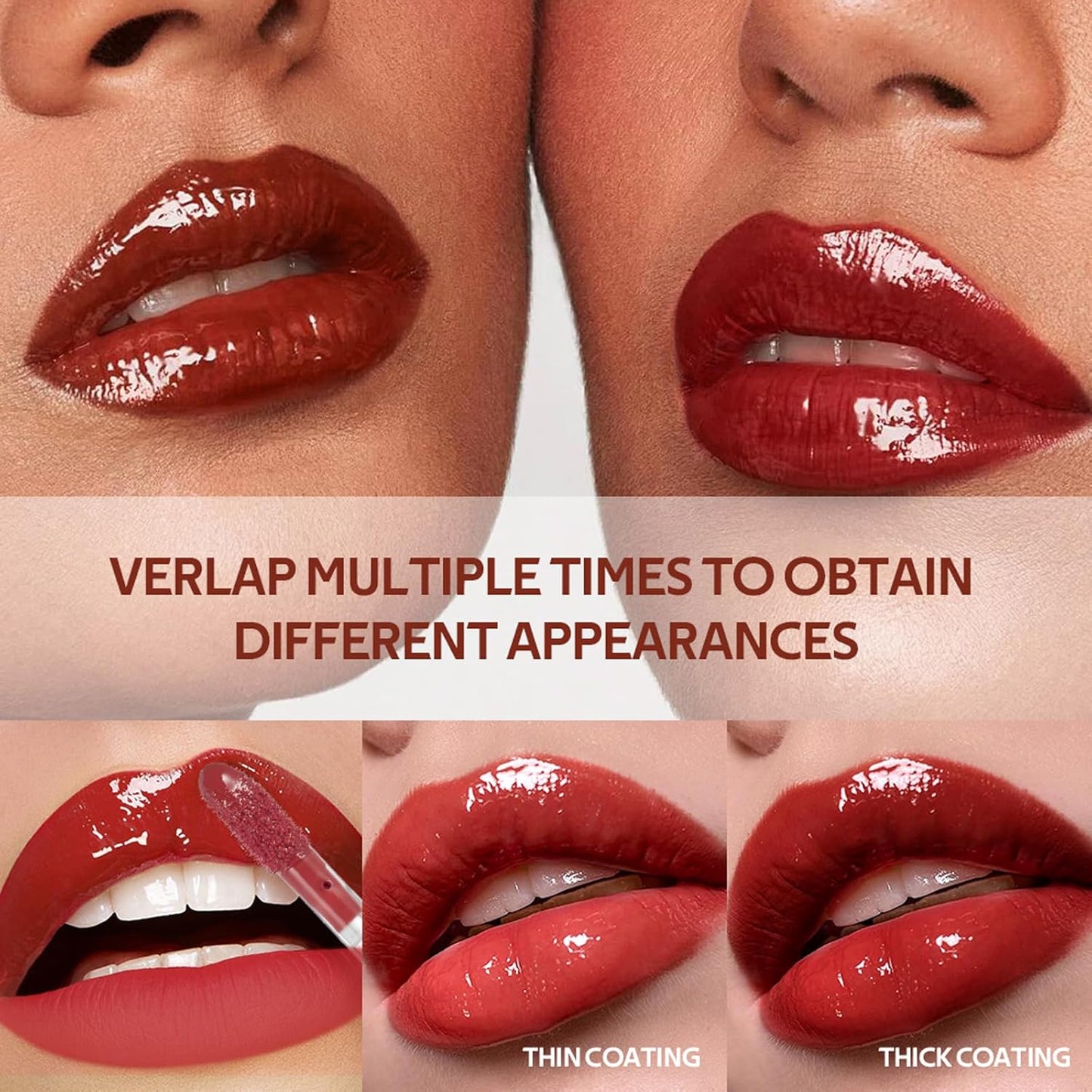 LIP VB Hydrating Lip Gloss Stain - 12HR Glossy Plump & Waterproof Moisture Lock, Non-Sticky Lip Treatment for Dry Lips Revival, Daily Wear & Night Care (Dripping In Rose)