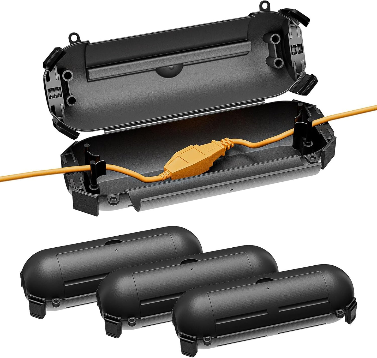 Iwillink 4 Pack Outdoor Extension Cord Safety Cover with Waterproof Seal, Weatherproof Power Cord Cover, Protect Outdoor Outlet, Christmas Holiday Decoration Light - Black