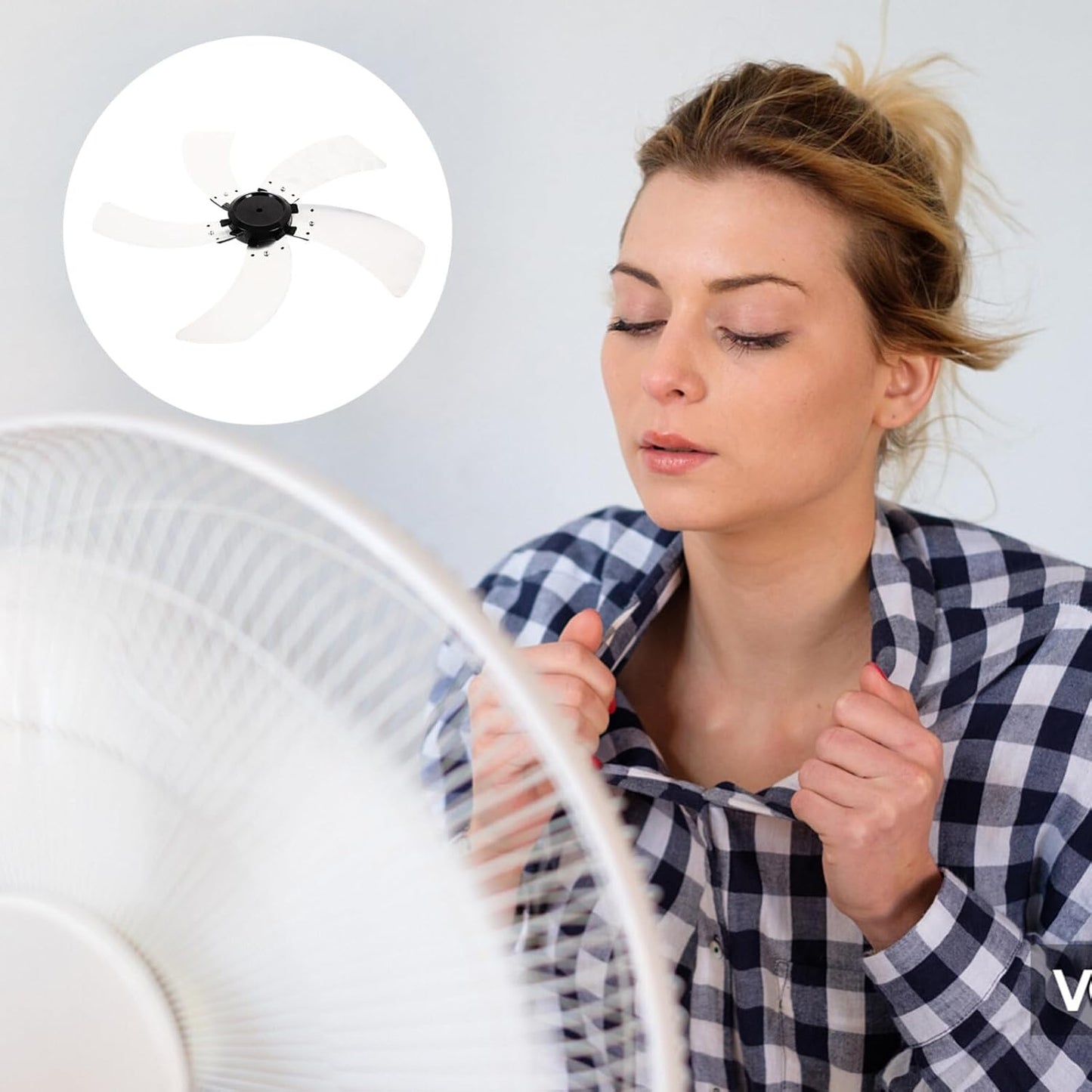 MAGICLULU Round Bore Fan Blade 5 Leaves Replacement Electric Fan Leaves 18 Inch Metal Fan Blades Replacement with Nut Cover Pedestal Fan Table Fanner Replacement Part for Home