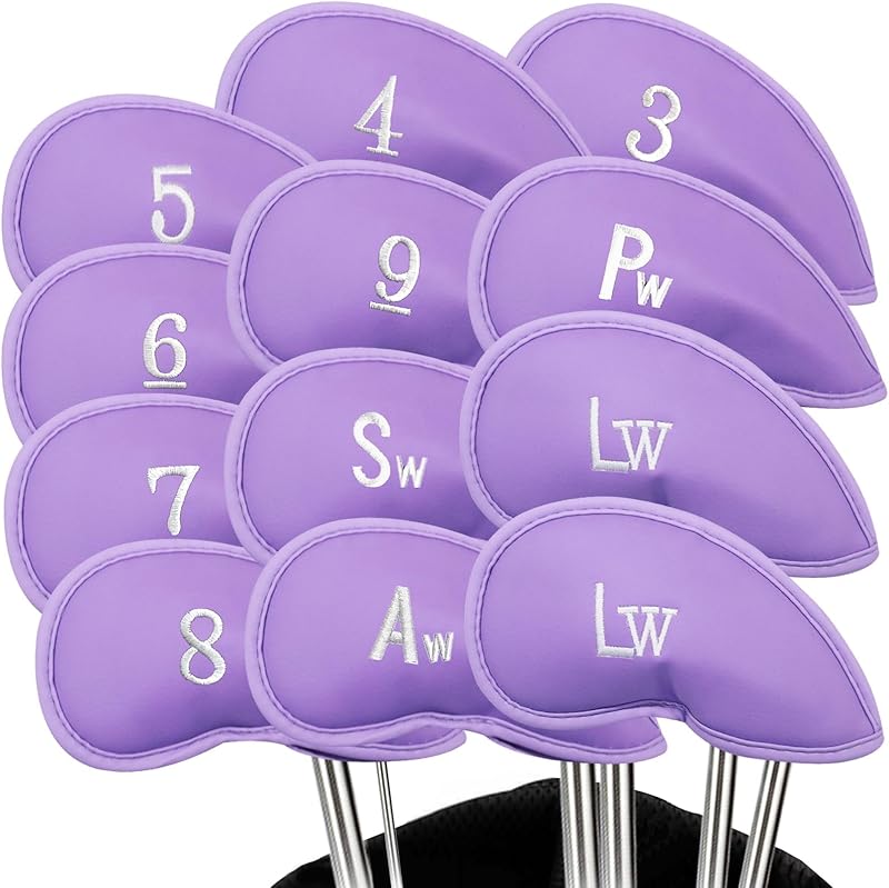 FINGER TEN Golf Iron Head Covers Value 12 Piece Set, Synthetic Leather Deluxe Club Headcover, Universal Fit Main Iron Clubs Gift Set
