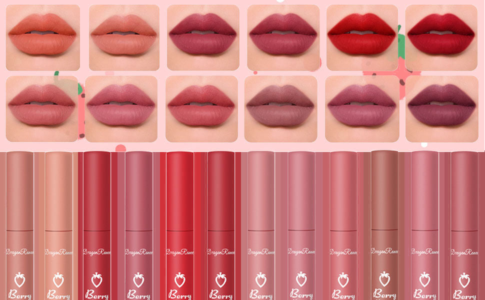 3 Piece Nude Matte Lipstick Set,Natural Nude Lipstick Velvet Air Moisture Smooth Crayon Lip Stain,Matte Lipstick 24 Hour SuperstayLong Lasting Waterproof Lip Gloss for Women Makeup(Set C)