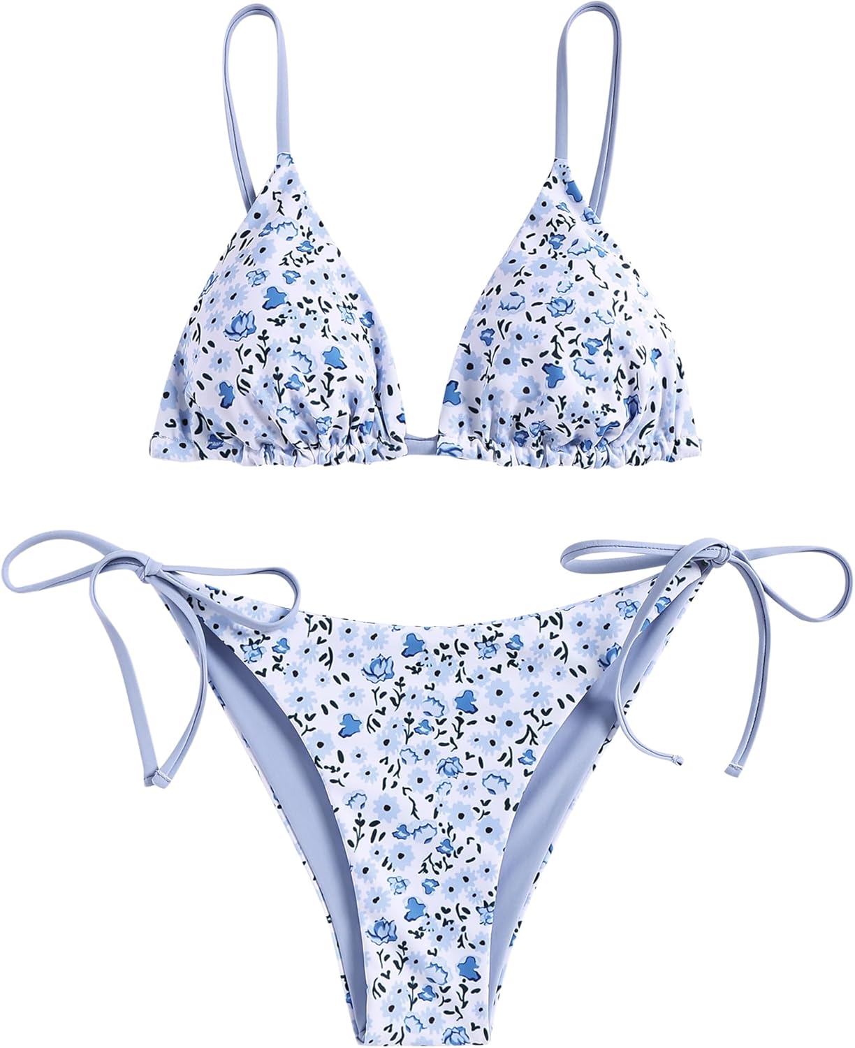 ZAFUL Women's Triangle Bikini Floral String Bikini Set Two Piece Swimsuit Bathing Suits