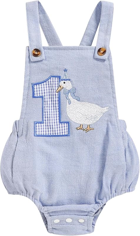 Baby Boys Girls 1st Birthday Romper Baby First Birthday Outfit Boy Solid Color Jumpsuit Cake Smash Outfit