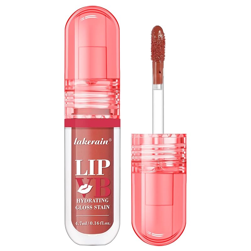 LIP VB Hydrating Lip Gloss Stain - 12HR Glossy Plump & Waterproof Moisture Lock, Non-Sticky Lip Treatment for Dry Lips Revival, Daily Wear & Night Care (Dripping In Rose)
