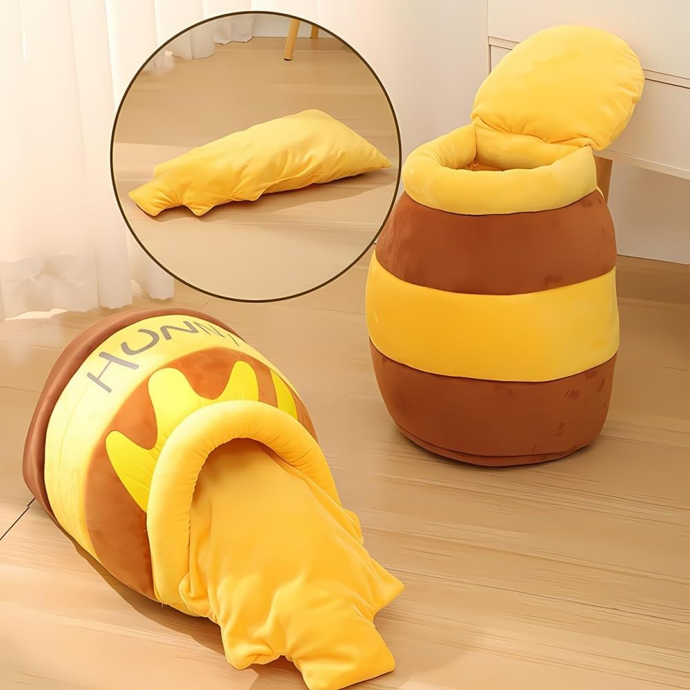 Hunny Pot Cat Bed, Hunny Pot Cat Bed for Large Medium Cats Cozy Memory Foam, Easy Clean, Durable Design, Stylish Home Decor (Medium)