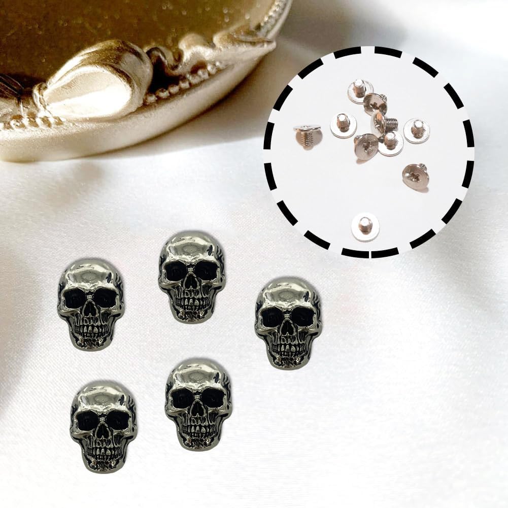 10 Pcs Skull Stud DIY Rivet Conchos for Leather Large Head Decorative Buckle for DIY Craft Making