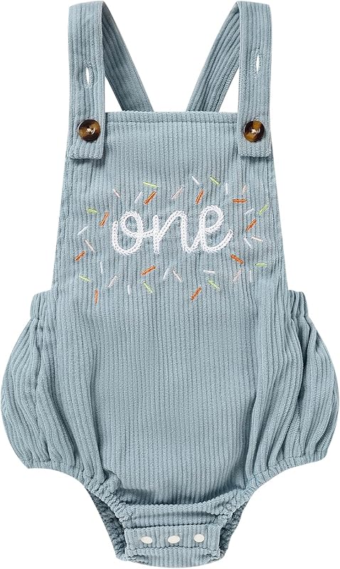 Baby Boys Girls 1st Birthday Romper Baby First Birthday Outfit Boy Solid Color Jumpsuit Cake Smash Outfit