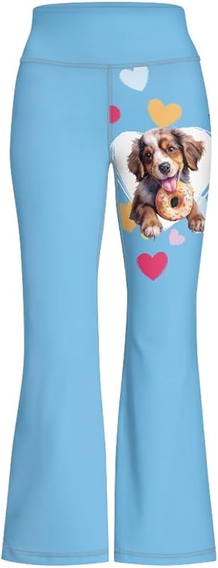 Girls' Athletic Leggings Bell Bottoms Kids Dance Running Yoga Pants High Waisted Workout Active Dance Tights