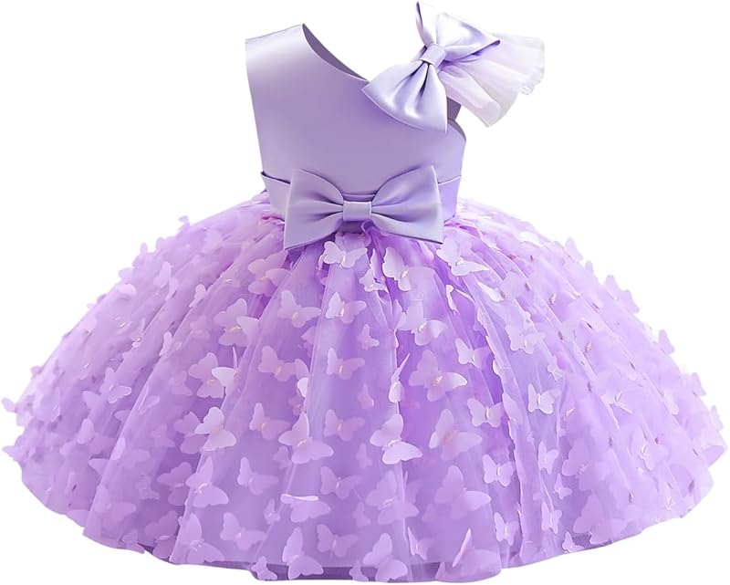 Toddler Baby Girl Butterfly Tutu Dress Bowknot Princess Flower Girl Wedding Pageant Birthday Party Dresses