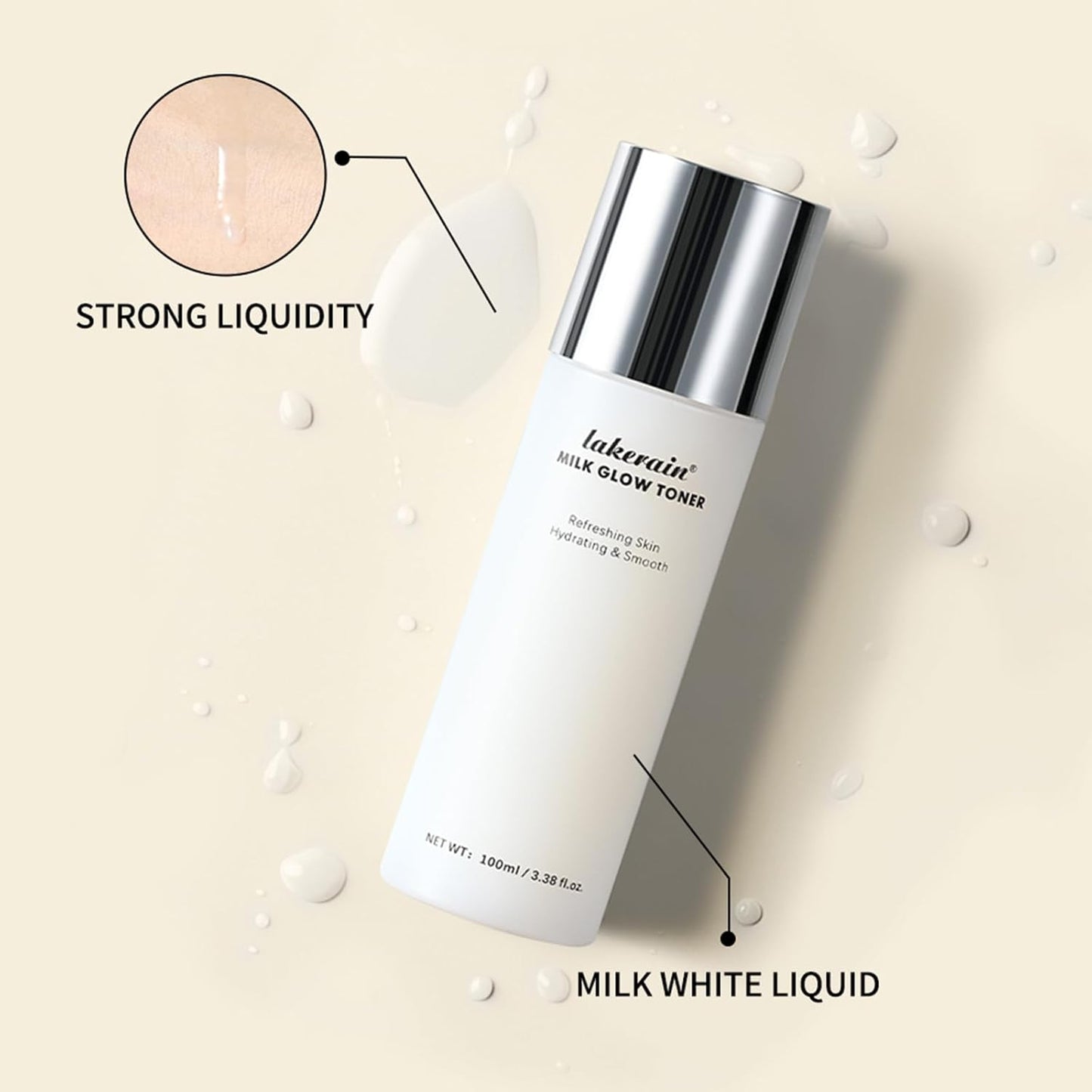 Milk Glow Toner for Face - Deep Hydrating Milky Facial Toner with Niacinamide, Refreshing Skin, Moisturizer & Smooth, Ordinary Toner Skin Care, Cruelty Free, Vegan (100ml)