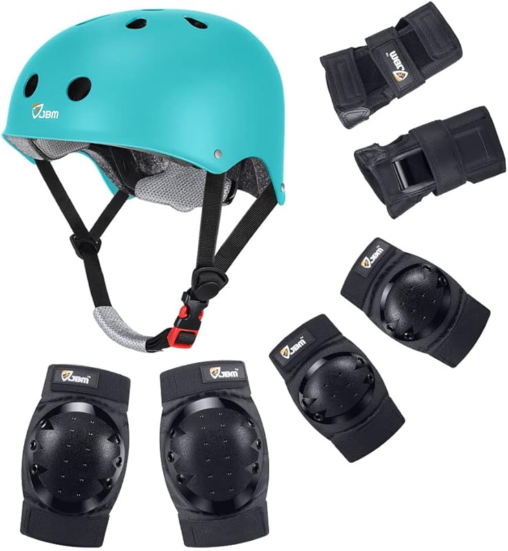 JBM Skating Protective Gear Adult Skateboard Helmet Knee and Elbow Pads with Wrist Guards for Inline Roller Skating, Skateboarding, Scootering