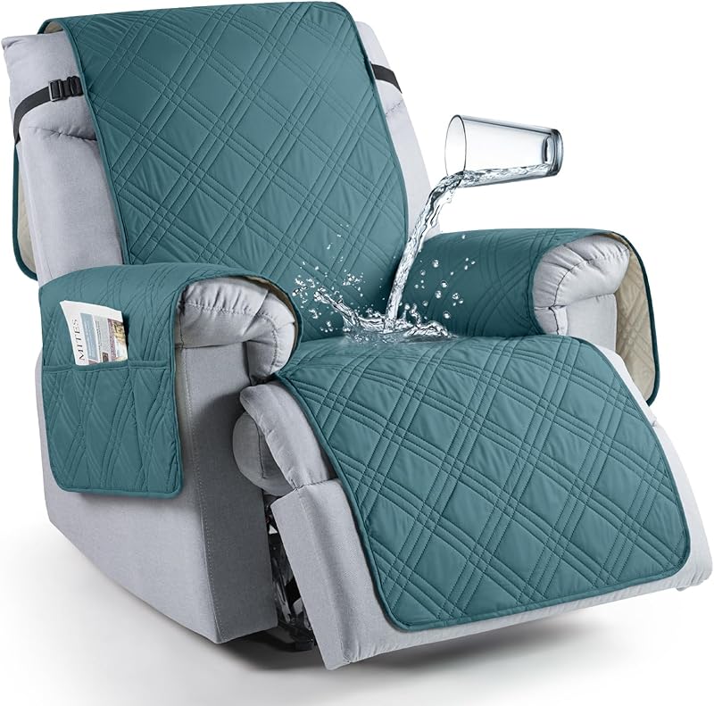 TAOCOCO 100% Waterproof Recliner Chair Cover, Non Slip Covers for Recliner Chair with Pocket, Washable Reclining Chair/Furniture Protector for Kids, Pets(23.6'', Chocolate)