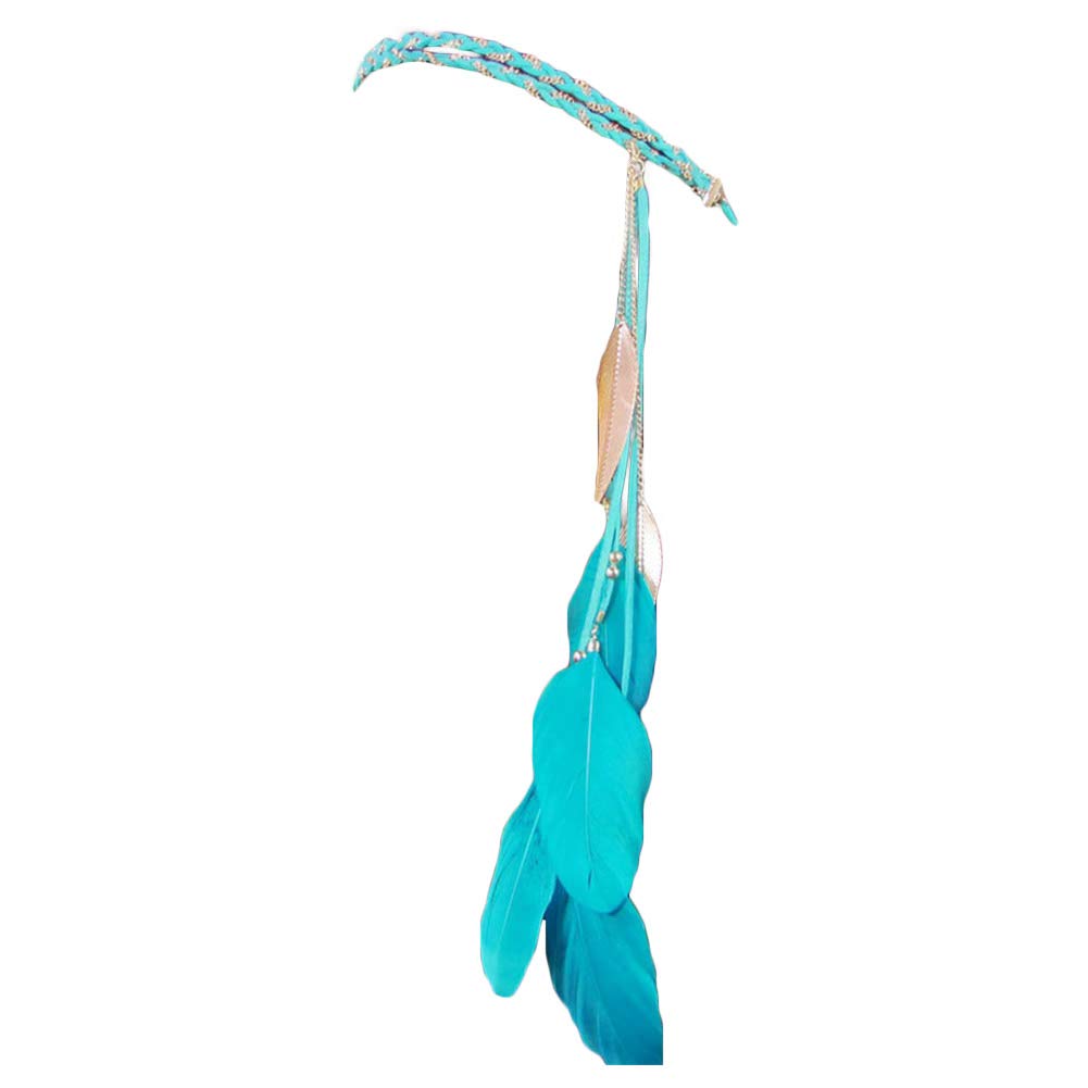 Song Qing Women Feather Leaf Tassels Braided Hippie Headband Hair Accessories