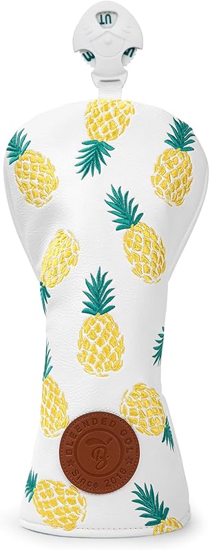 Golf Club Covers Pineapple Embroidery Driver Headcover Fariway Wood Headcover Hybrid Cover Leather Golf Head Cover for Most Brand