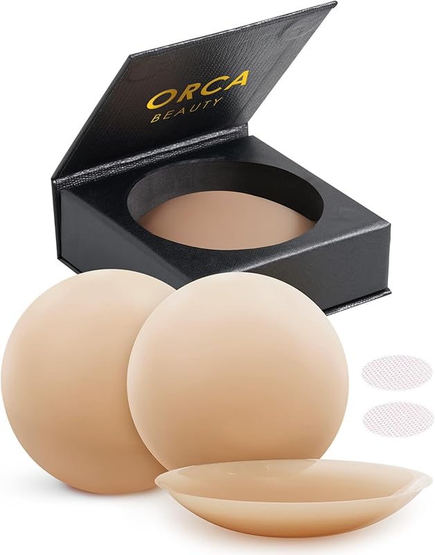 Nipple Cover - Available in 6 Skin Tones, Adhesive Silicone Reusable Pasties, Covers Stickers