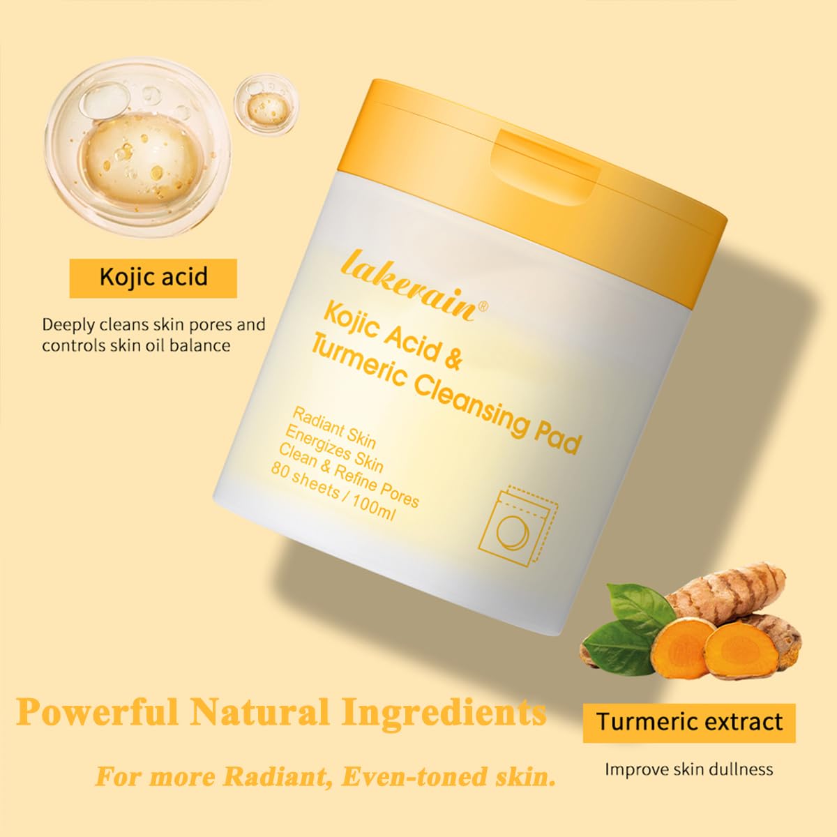 Turmeric Cleansing Pads 80 Counts, Turmeric Face Scrub Pads Exfoliating Face for deep cleansing Balance Skin Oil