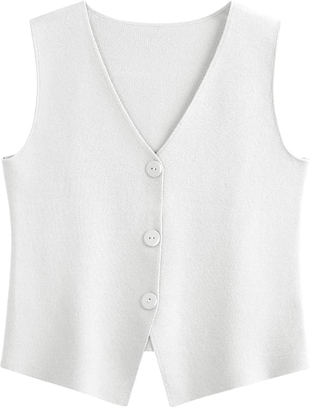 LILLUSORY Sweater Vest Women Sleeveless V Neck Trendy Spring Tops Dressy Button Up 2025 Knit Work Business Casual Outfits