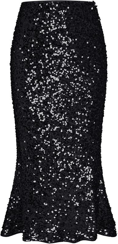 GRACE KARIN Jupe de fête à paillettes pour femme - Taille élastique - Jupe moulante sirène