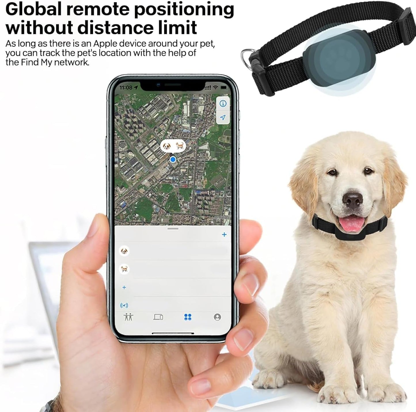 Chat Tracker, Collier GPS Chat Tracker, Aide à Localiser Votre Chat, pour chatonssans Frais mensuels, pour Apple Find (Compatible avec iOS/Android), Collier GPS Chat Tracker (Couleur Rose)