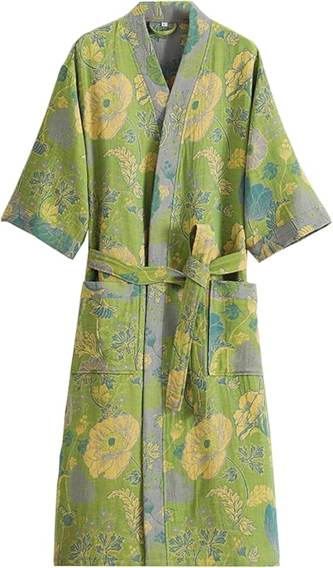 PRINCESS BRIDE 3/4 Sleeve Close Skin Cotton Gauze Summer Breathable Soft Pajamas Spa Bath Quick Dry Robe for Couples