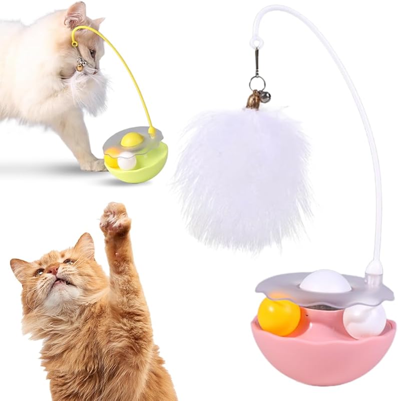Interactive Cat Feather Toys, 2025 New Automatic Interactive Cat Toys for Indoor Cats Exercise Feather Toy for All Breeds (Blue)
