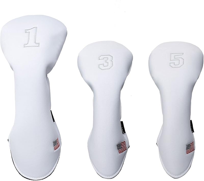 Golf Head Covers Driver Fairway #3#5 Hybrid USA Flag Memory Foam, for Men Women (Grey or White)
