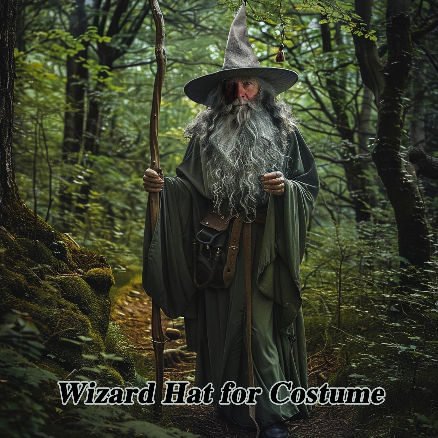 Wizard Hat, 18IN Large Witch Hat for Witch Costume, Funny Cosplay Accessories for Halloween Costume (Gray)