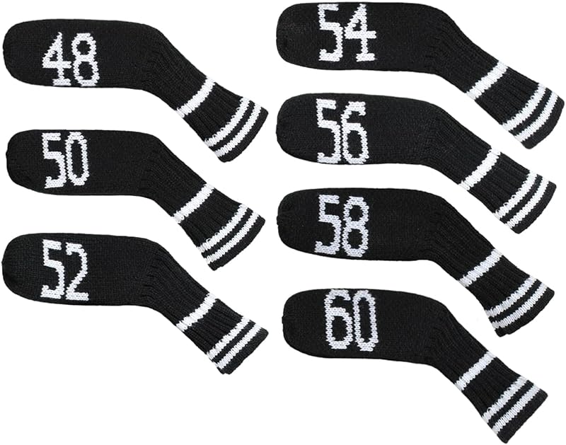 Scott Edward 1/7/10 Pcs Knitted Golf Club Head Covers for Irons Wedge Cuteness and Basically Socks Shape Washable Golf Club Head Protector on Classic Stripes Style,Double Sided Customization