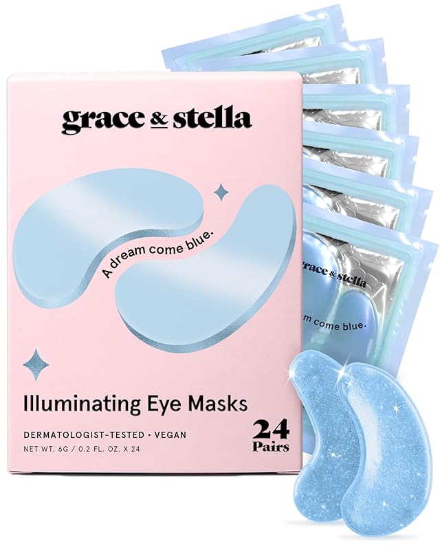 grace & stella Award Winning Under Eye Mask - Reduce Dark Circles, Puffy Eyes, Undereye Bags, Wrinkles - Gel Under Eye Patches - Gifts for Girlfriend - Vegan Cruelty-Free Self Care (48 Pairs, Pink)