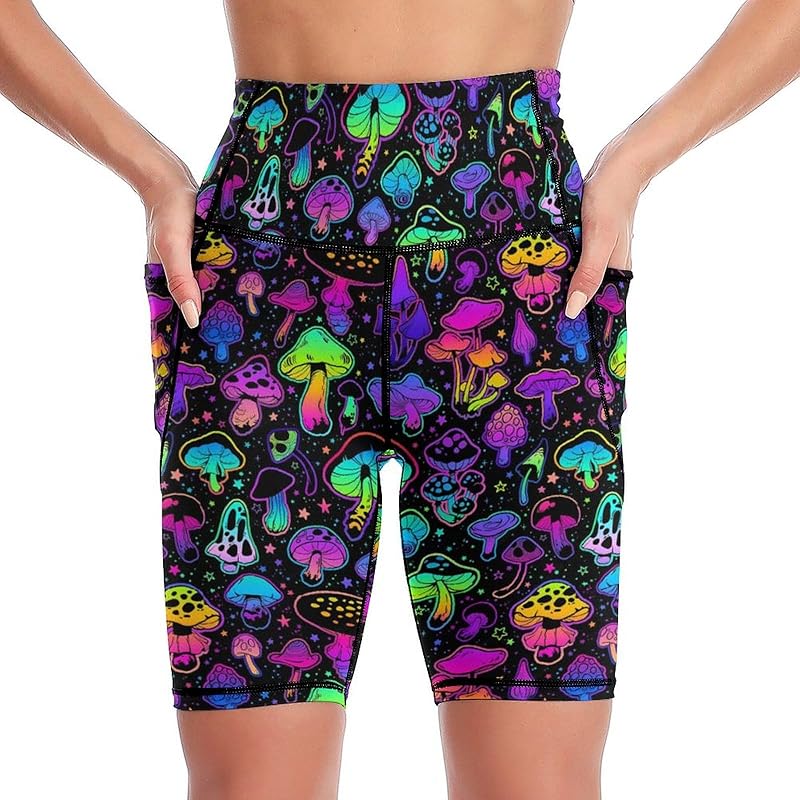 High Waist Workout Yoga Shorts for Women with Pockets Tummy Control Yoga Leggings Running Gym Biker Shorts