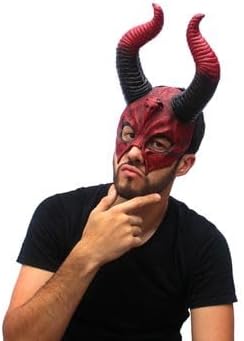 Ghoulish Productions Devil Mythical Horned Skull Mask. Devil Costume for Women, Devil Mask Halloween for Women, Demon Masquerade Mask for Women. One Size Latex Mask. Adult Mask. Devils Line