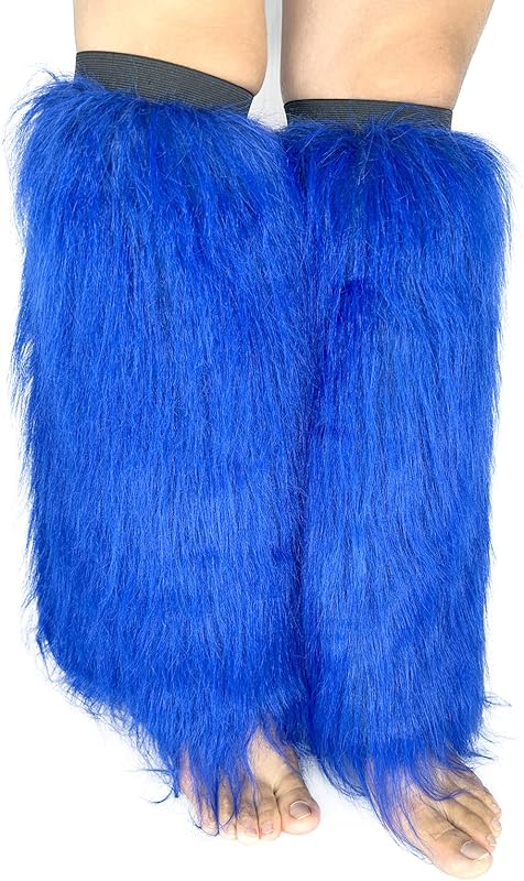 FHQHTH Fuzzy Faux Fur Leg Warmers Fur Heels Long Boots Cuff Cover has Elasticity One Pair Dionysia Boot cover Carnival 18"