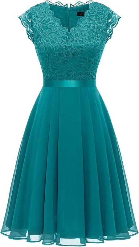 Dressystar Women's V Neck Sleeveless Lace Bridesmaid Dress Wedding Party Gown