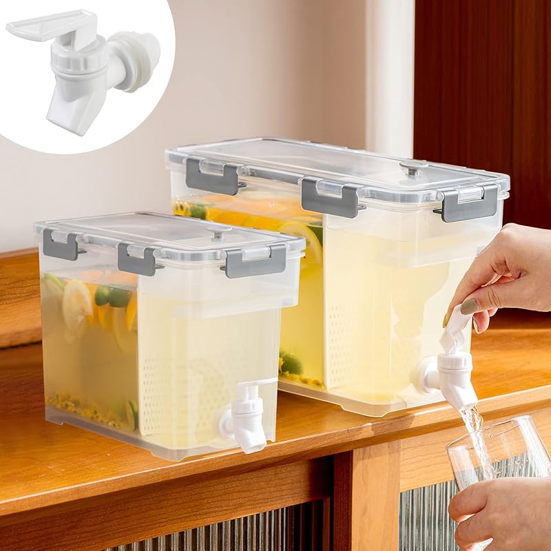 Cold Kettle with Faucet, 6L Refrigerator Juice Water Pitcher, Home Plastic Beverage Dispenser, Filter Drink Container for Home, Kitchen, Camping, Party