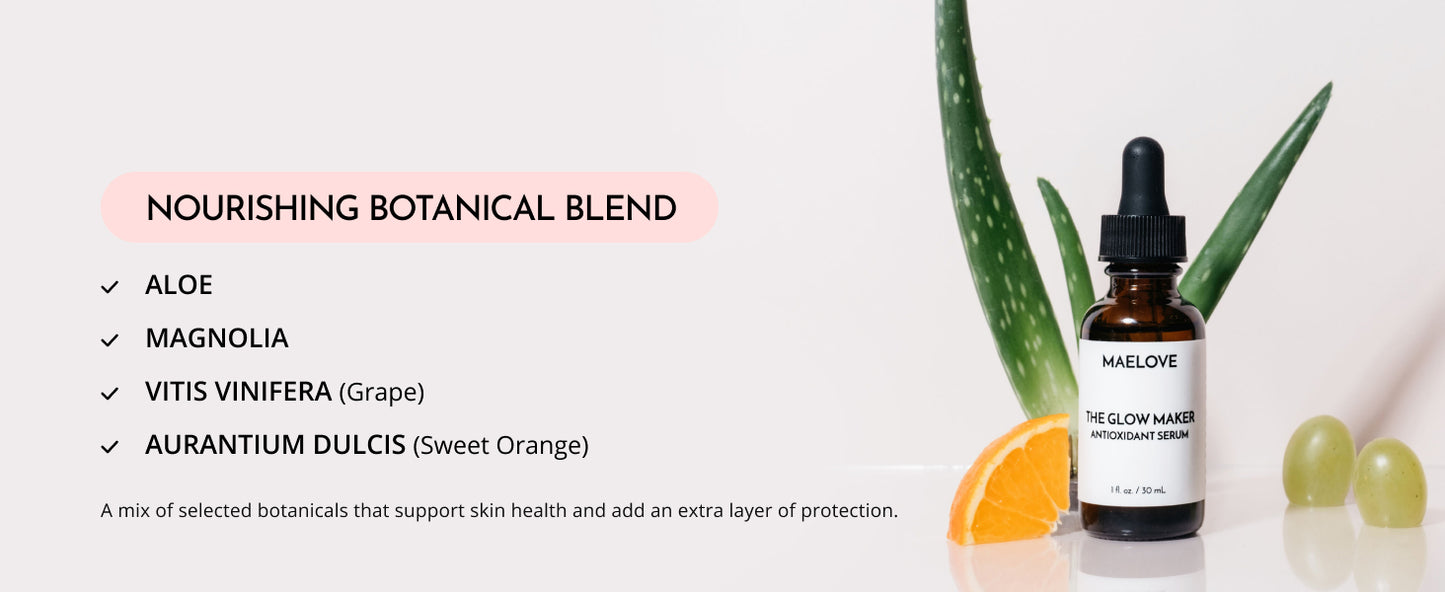 MAELOVE Glow Maker Vitamin C Serum with Vitamin E, Ferulic Acid & Hyaluronic Acid, Award-Winning Brightening and Hydrating Facial Serum, Unscented, 1.0 fl oz