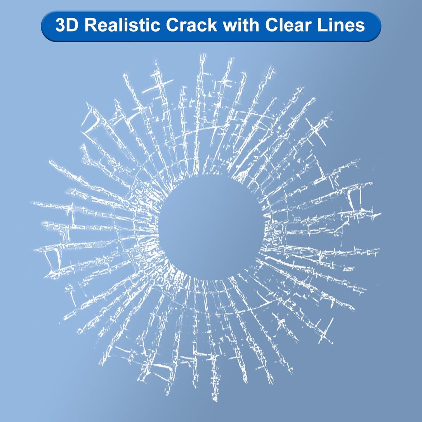 3D Prank Tricky Broken Glass Sticker Car Window Ball Hits Self Adhesive Funny Car Stickers (Tennis)