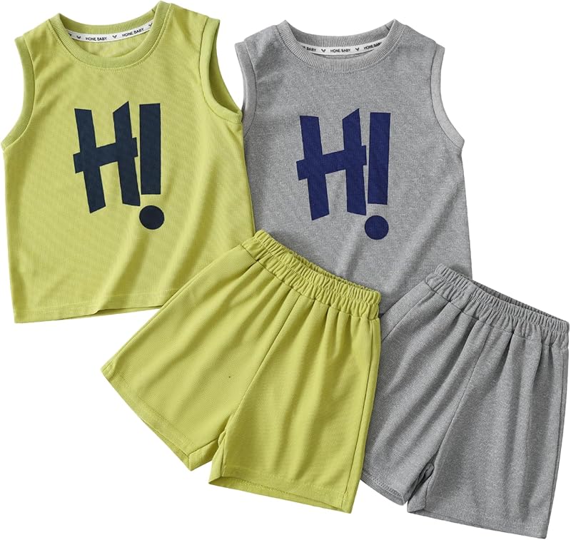 4PC Boy's Toddler Tank Top Boys Shorts Set Outfits Size 7 for Boys Summer Clothing Set 4 - 7Y - TrendyLookz