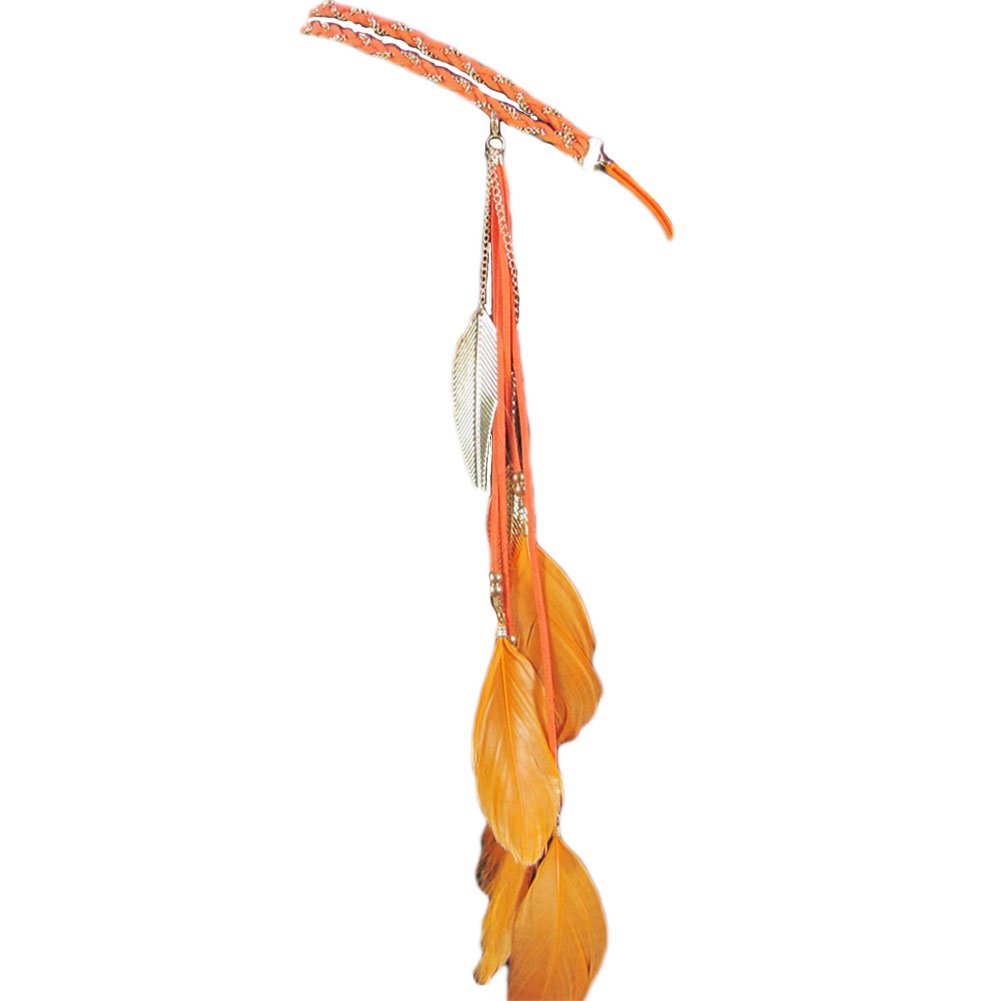 Song Qing Women Feather Leaf Tassels Braided Hippie Headband Hair Accessories