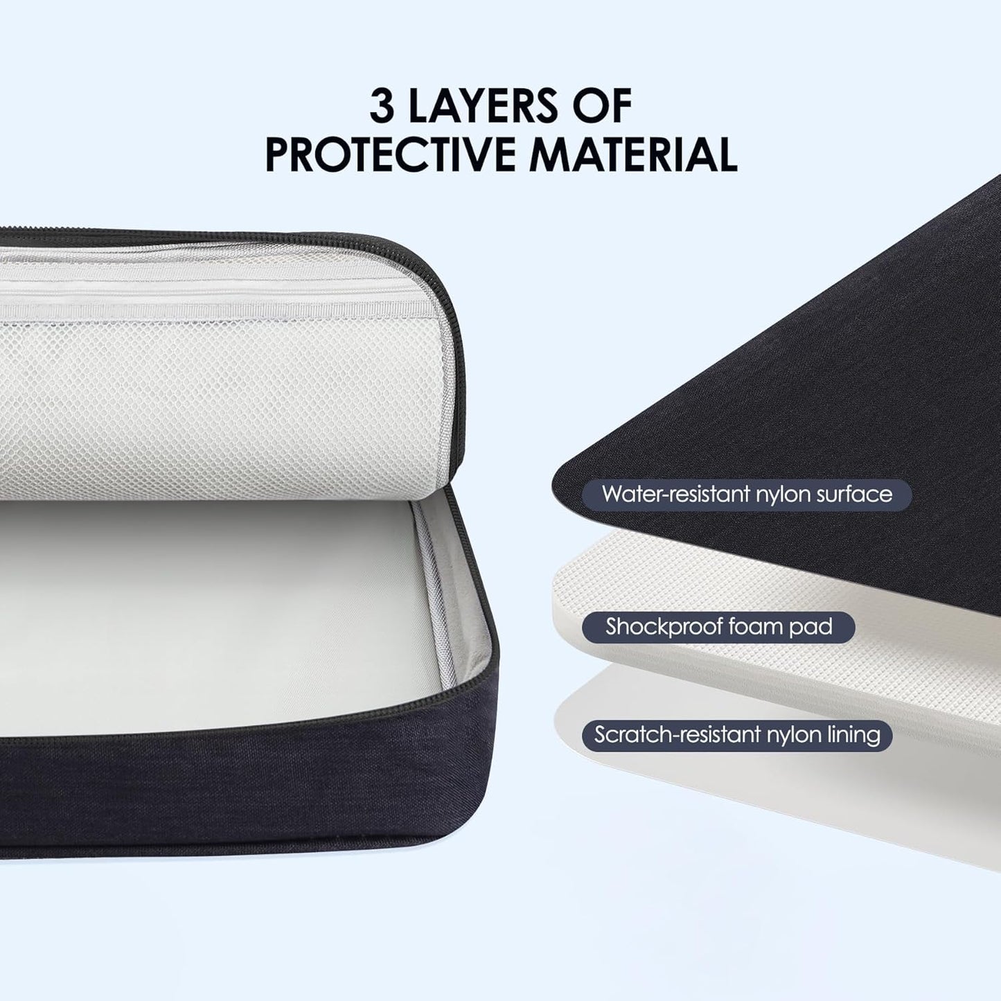 LENTION Cable Electronics Organizer Bag Pouch, Travel Accessories Carry Case Waterproof Double Layers All-in-One Storage Bag Carrying for Cord, Charger, Power Bank, Earphone Black